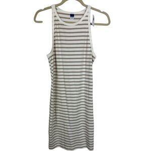 🥑5/$25 Old Navy NWT High Neck Sleeveless Striped Ribbed Knit Fitted Tank Dress L